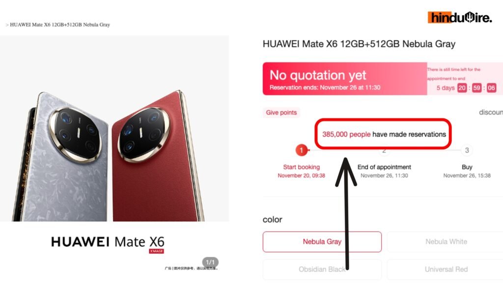 Huawei Mate X6 reservations hit 3,80,000 on Huawei Mall